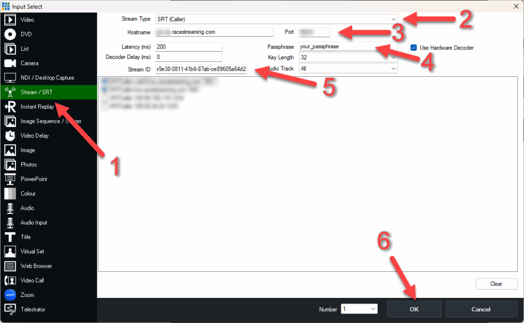 vMix — SRT Caller configuration